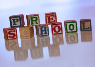 Alphabet blocks that spell out PreSchool